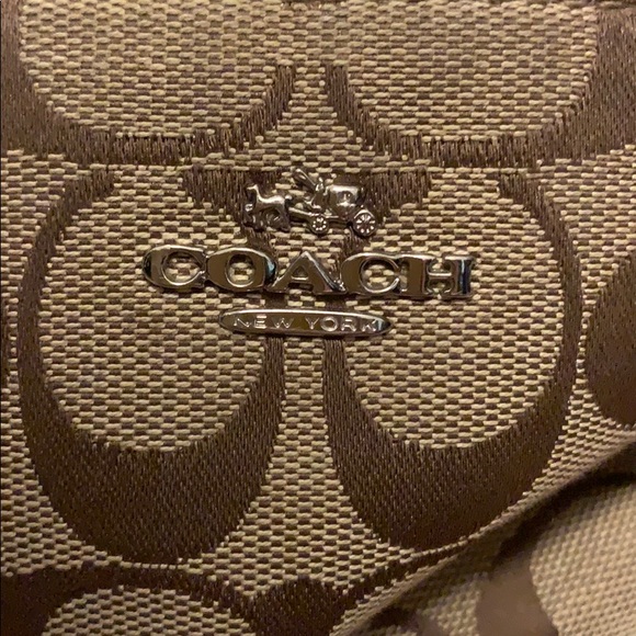 Coral & brown Coach purse with matching wallet - Picture 3 of 8